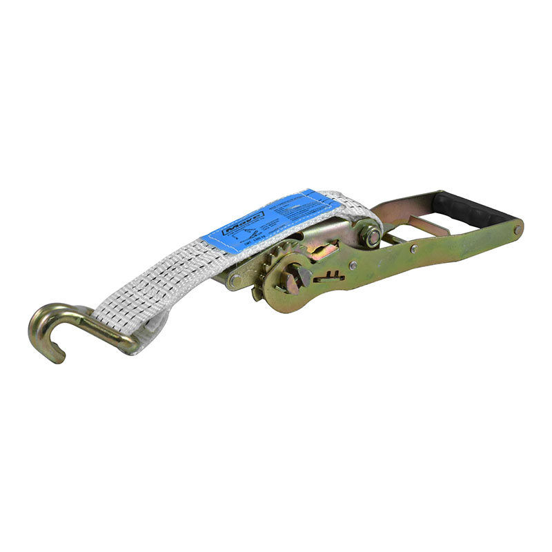 Catraca para cinta de amarração branca e ergonômica para 5 toneladas de 0,50m x 50mm com gancho j — referência DIP CATR07A-BR-I