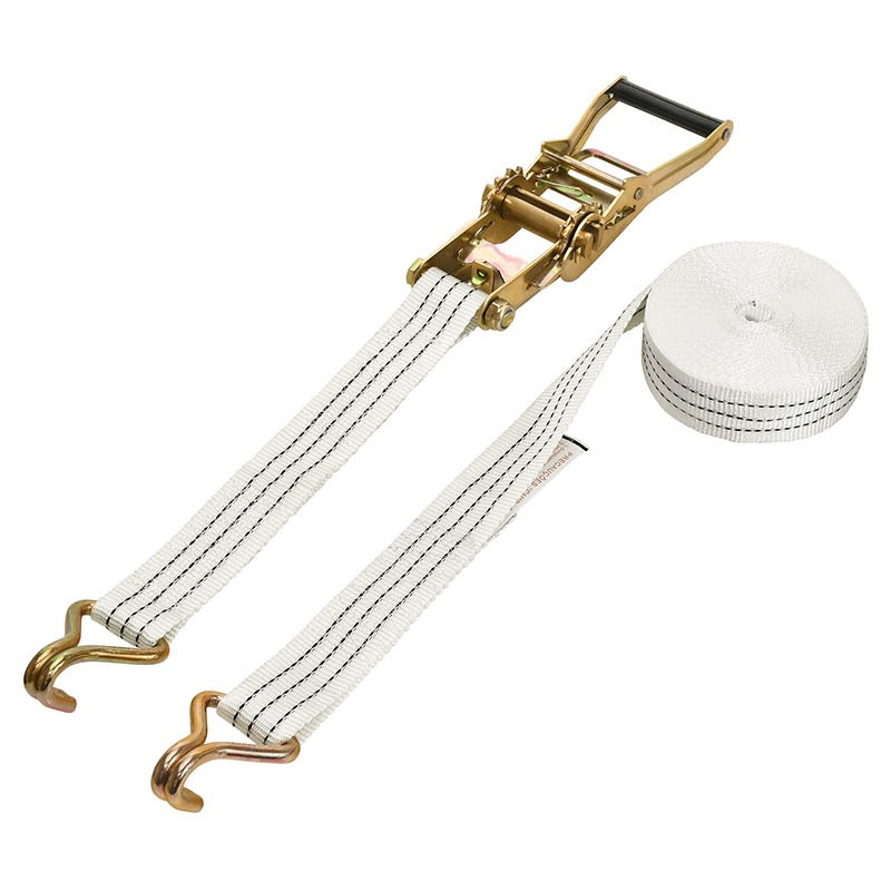 Conjunto de amarração de 3 toneladas com cinta de 10,00m x 50mm e catraca de 0,50m x 50mm com gancho j branca — referência DIP CONJ03K-BR