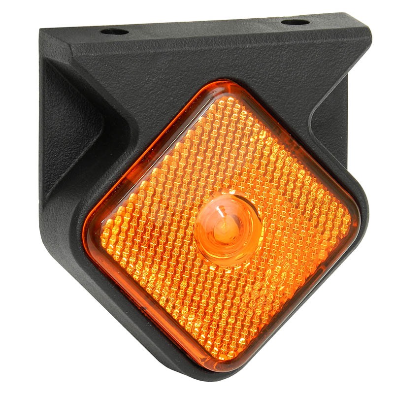 Lanterna lateral amarela das carrretas Guerra com suporte conector de 2 vias e LED — referência DIP LANT80-AM-DIP